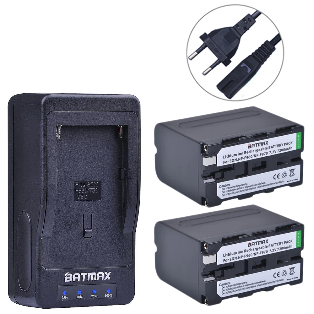 Аккумуляторы Batmax 2Pcs NP-F960 F970 со светодиодной подсветкой ультрабыстрое зарядное