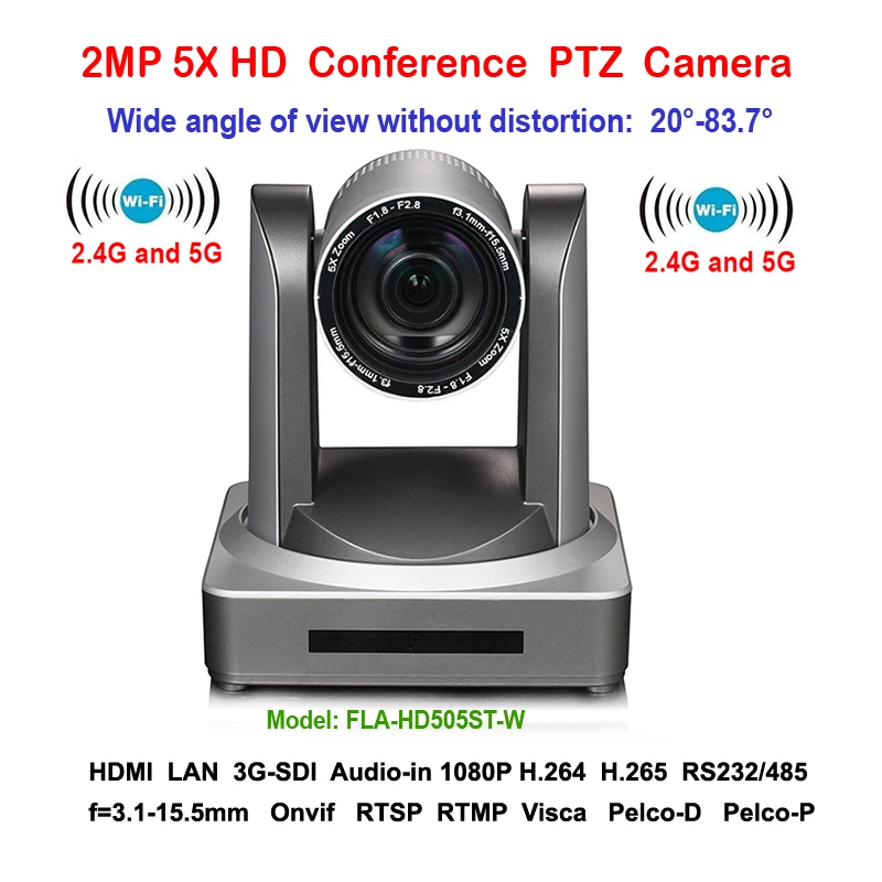 2MP Wide angle 83 degree 5X Zoom 1080P 60fps PTZ Video Conferencing WIFI Camera font b