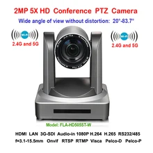 2MP Wide angle 83 degree 5X Zoom 1080P/60fps PTZ Video Conferencing WIFI Camera Wireless with 3G-SDI IP HDMI Output
