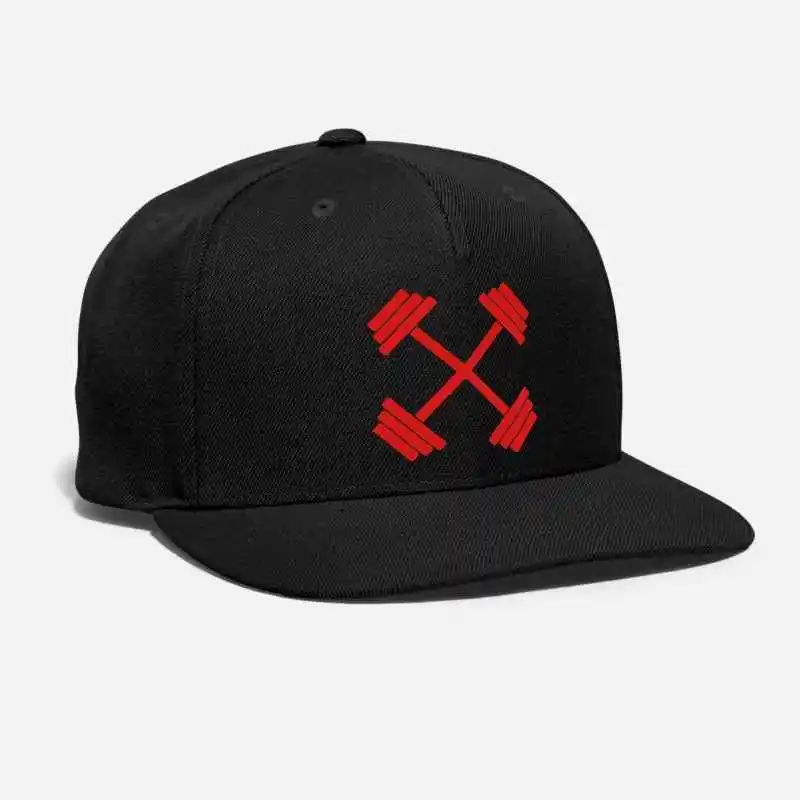 

Gym Crossed Dumbbell Barbell Weight Athletics Hat Embroidered Customized gymnastic muscles weight Unisex Adjustable Snapback hat