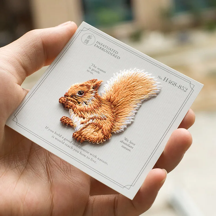 

cute squirrel applique patches vintage embroidered badge fabric iron on patches for clothes parches para la ropa