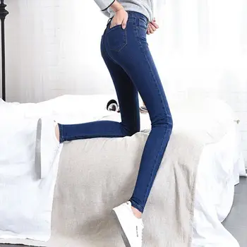 

Women`s Plus Size High Waist Washed Light Blue True Denim Pants Boyfriend Jean Femme For Women Jeans K27