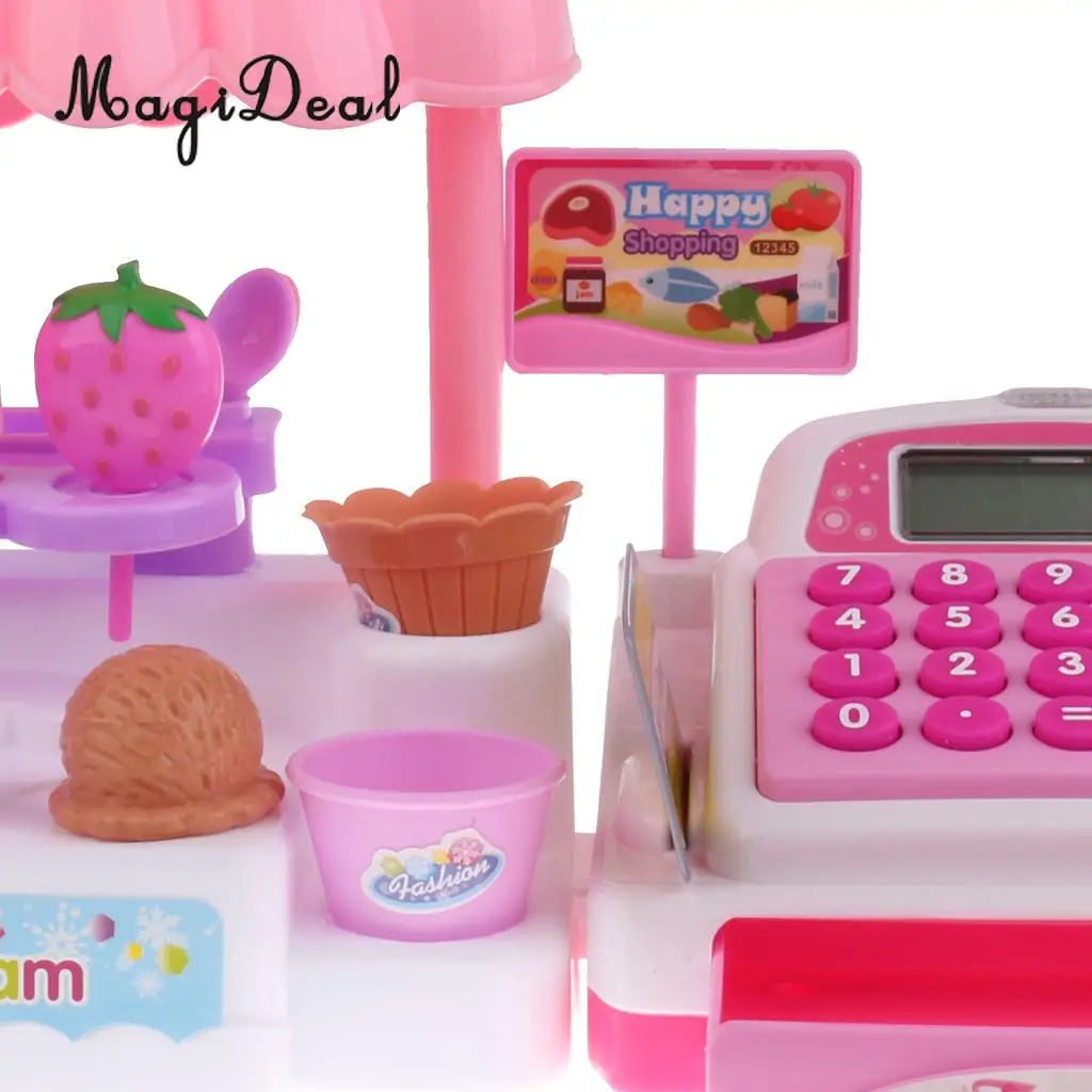 MagiDeal Top Sale 1Set Simulation Ice Cream Store Cash Register for Kids Children Girls Pretend Play Toy Birthday Gift
