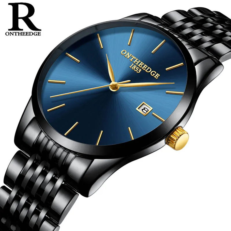 

Ultrathin Design Waterproof Watch For Men Calendar Steel Mesh Strap Wristwatch Dial Quartz Business Men Watches Gift