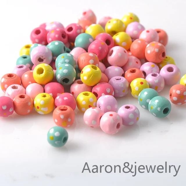 

Mixed Round Ball dot Wooden Spacer Beads For Jewelry making DIY 10mm 200pcs MT0690