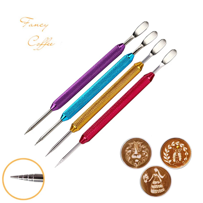 

1PC Stainless Steel Fancy Coffee Pull Needle Drawing Pen Special Flower Carving Decorating Color Coffeeware Coffee Art Needles
