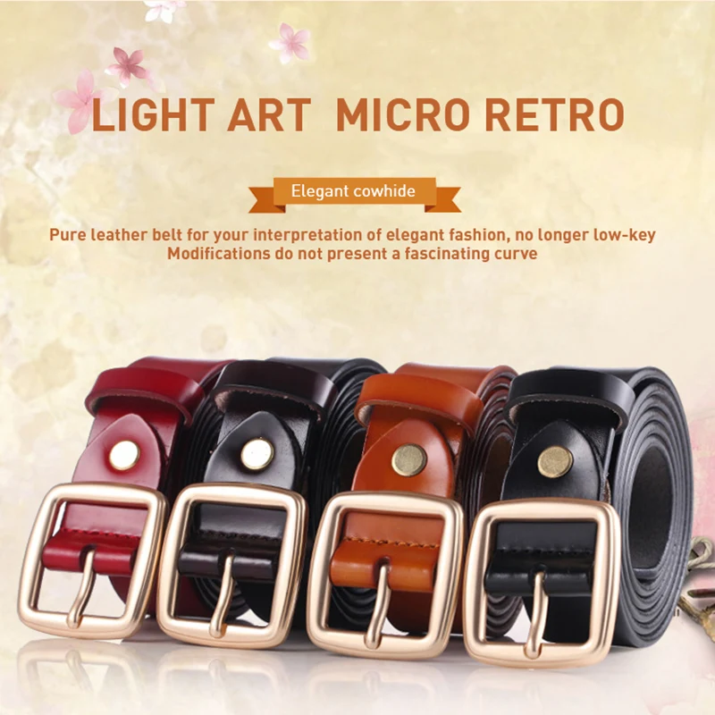 

Genuine Leather Wonen's Belt Casual Alloy Pin Buckle Hollow Belt Fashion Designer Women Leather Strap Punching Belt Female H024