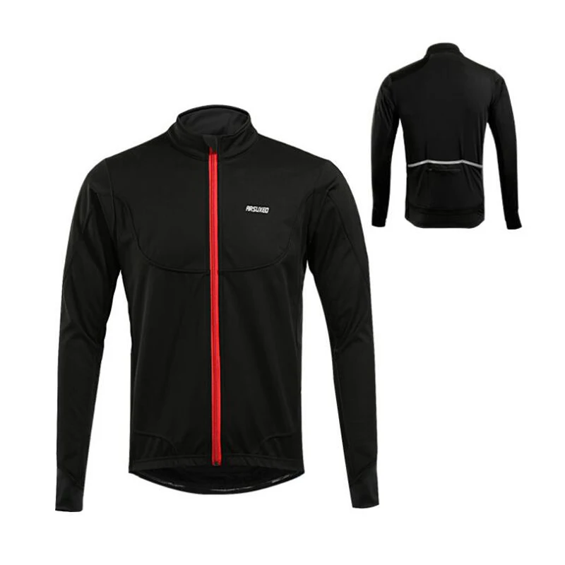 Зимняя Теплая мужская велосипедная куртка Велоспорт Джерси дышащая одежда для езды на велосипеде ветрозащитная спортивная куртка MTB велосипед велосипедная куртка - Цвет: Черный