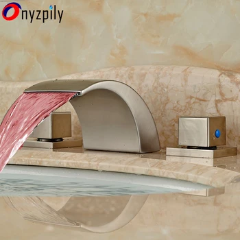 

LED Widespread 8 Deck Mount "Bathroom Basin Faucet Vanity Sink Tap 3 Hole Brushed Nickel