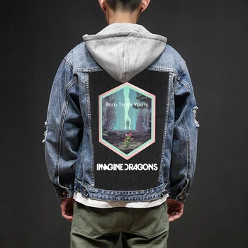 

Bloodhoof Store Imagine Dragons Rock And Roll Death Heavy Hardcore Punk Style Patch Designs Denim Jeans mens Jackets And Coats