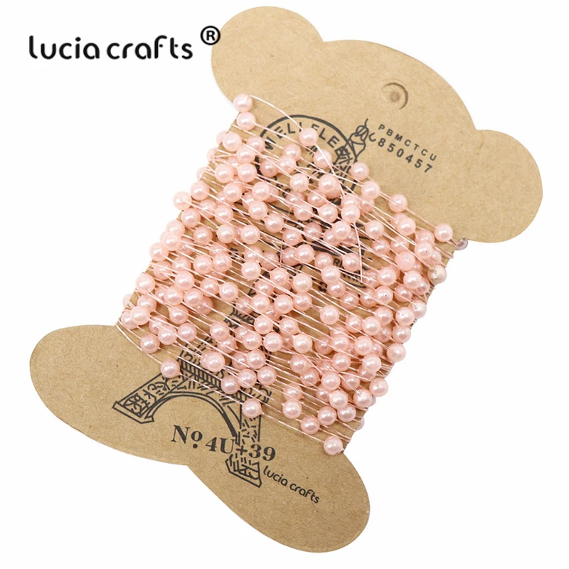Распродажа! Lucia crafts 4 мм круглые бусины цепочка искусственный жемчуг Гирлянда Цветы Свадебные DIY Украшение дома 6 м/упаковка C0604