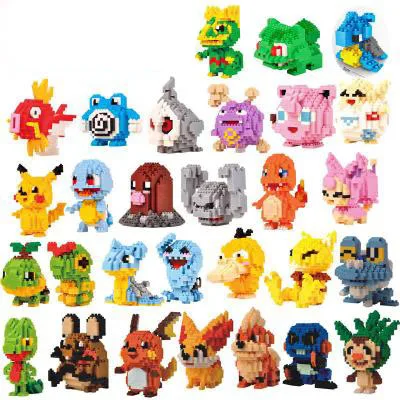 

LNO New Arrival 22 Styles Kawaii Anime Cartoon Pikachu Diamond Block Plastic Cube Building Blocks Bricks Educational Toys Game