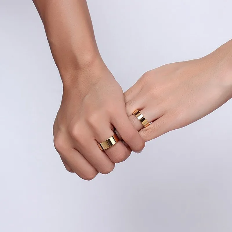 XUANPAI 6mm 8mm Gold Color Stainless Steel Wedding Bands Ring for Women Men Lover Couple Alliance Engagement Brands Jewelry