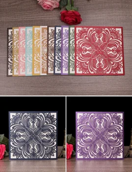 

Laser Cut Wedding Invitations with Lace Custom Birthday Party Greeting Cards White Elegant Pocket Wedding Invitation Card 50pcs