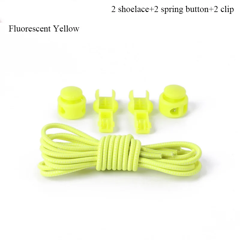 Шнурки без завязок, растягивающиеся шнурки, фиксирующий башмак, эластичные шнурки для кроссовок, детские шнурки, шнурки для бега/триатлона - Цвет: Fluorescent Yellow