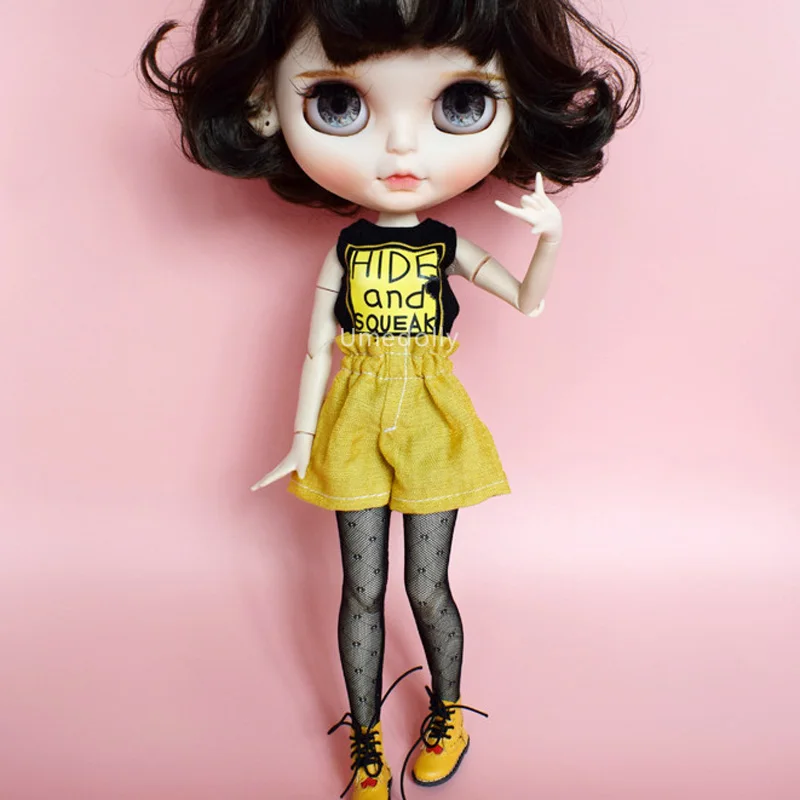 1 комплект Кукла 1/6 модный жилет и желтые шорты с высокой талией одежда для Blyth Azone Licca куклы-Барби аксессуары для штанов