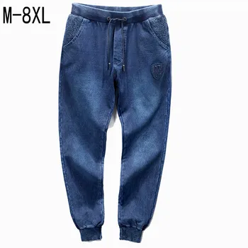 

Spring plus size M-6XL 7xl 8xl men pants loose highly Elastic Waist cotton casual long trousers autumn pants hiphop jeans