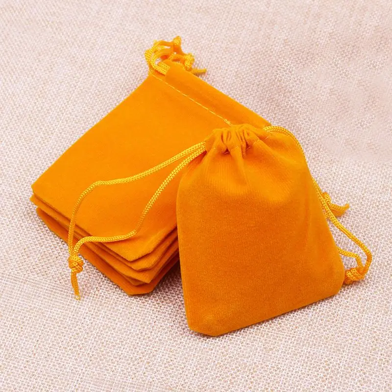 10 шт., 2 размера, упаковка, бархатный мешочек, саше, Подарочная сумка для ювелирных изделий, свадебные вещи, вечерние, с бусинами, контейнер для хранения - Цвет: Yellow