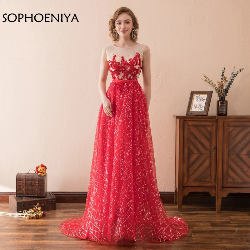 New Arrival Cap sleeve Red Formal dress 2019 Sequined Lace Evening dress Vestido de festa Evening gowns abiye elbise New Arrival Cap sleeve Red Formal dress 2019 Sequined Lace Evening dress Vestido de festa Evening gowns abiye elbise