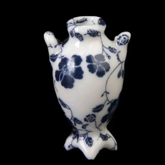 JEYL 1/12 кукольный домик миниатюры керамика фарфоровая ваза голубая лоза-7 шт