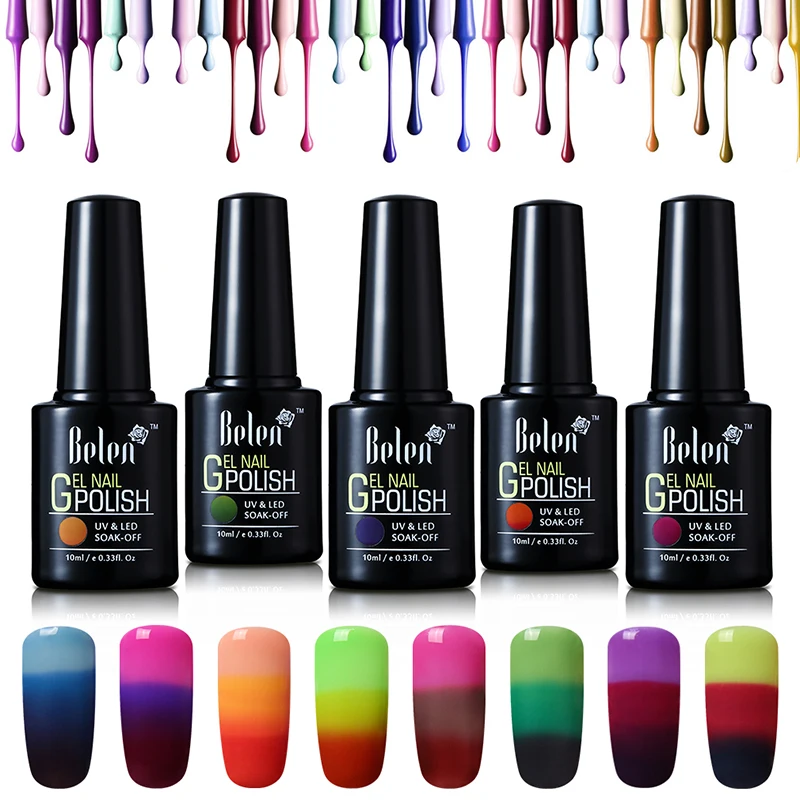 

Belen 10ML Gel Nail Polish Soak OffSemi Permanent Thermal Temperature Change 3 in 1 Color For Manicure Nail Art Gel Lacquer