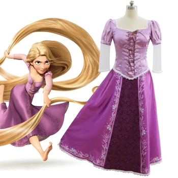 

Cosplay for Enchante RapunzeI Princess Long Dress and Hair Wig Adult Costume Anime Cartoon Skirt in Carnaval Halloween Party