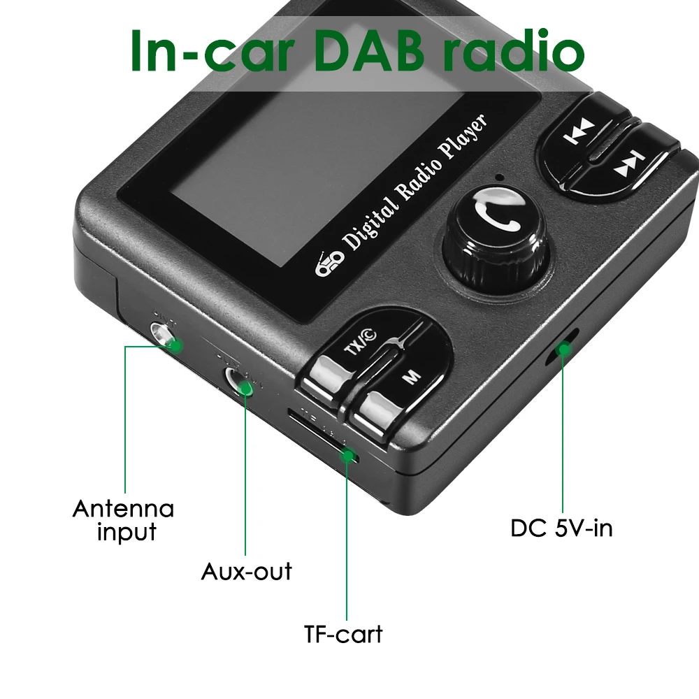 Цифровой радиоприемник DAB Bluetooth автомобильный с FM передачей антенна mp3 плеер