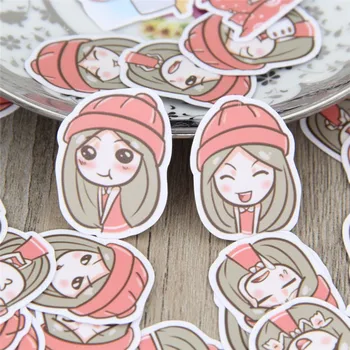 

40 pcs Comics girl facial expression stickers for kids rooms Homedecor car phone Notebook Label Decoration toy Paper sticker