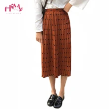 Корейский стиль винтажная имперская шифоновая плиссированная юбка Длинная женская осенняя Универсальная юбка высокого качества для похудения одноцветные юбки