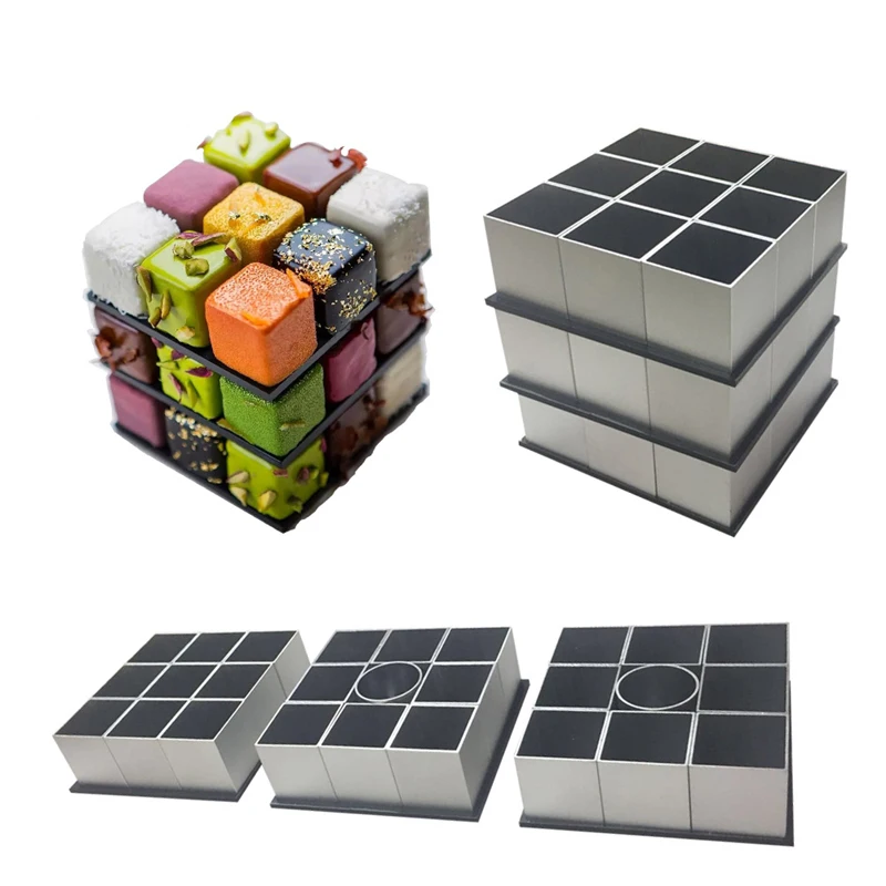 Креативная форма кубика Рубика, форма для торта, 3D металлический вращающийся мусс, форма для выпечки торта, форма для десерта, формы для выпечки торта, кухонный инструмент для выпечки кондитерских изделий