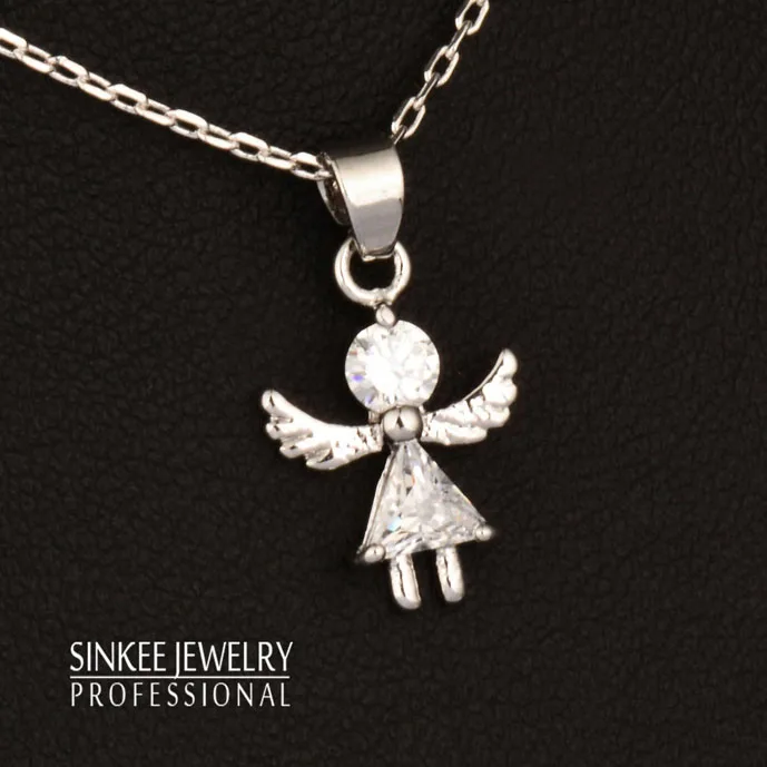 SINLEERY романтическое ожерелье с кулоном в виде крыльев Ангела из кубического циркония для девушек модная цепочка из розового золота для женщин вечерние ювелирные изделия Xl679 - Окраска металла: silver