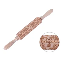 Рождественская Скалка с тиснением печенье, фондан, пирог, тесто выгравированы роллер олень; снежинка шаблон выпечки деревянная Скалка