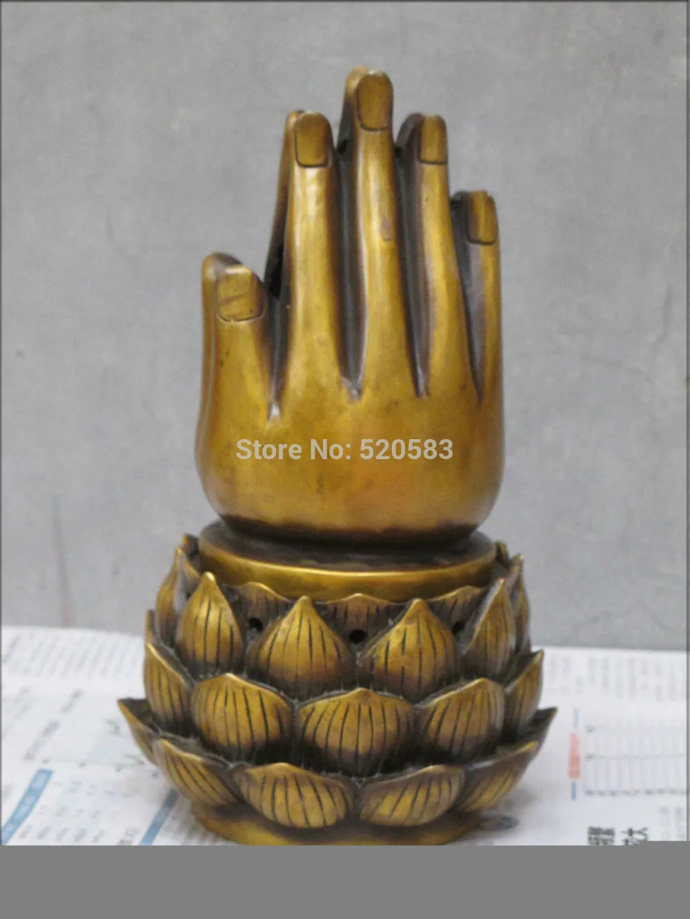 

free 7 inch Tibet handwork bronze tathagata Buddha's-hand incense burner fast