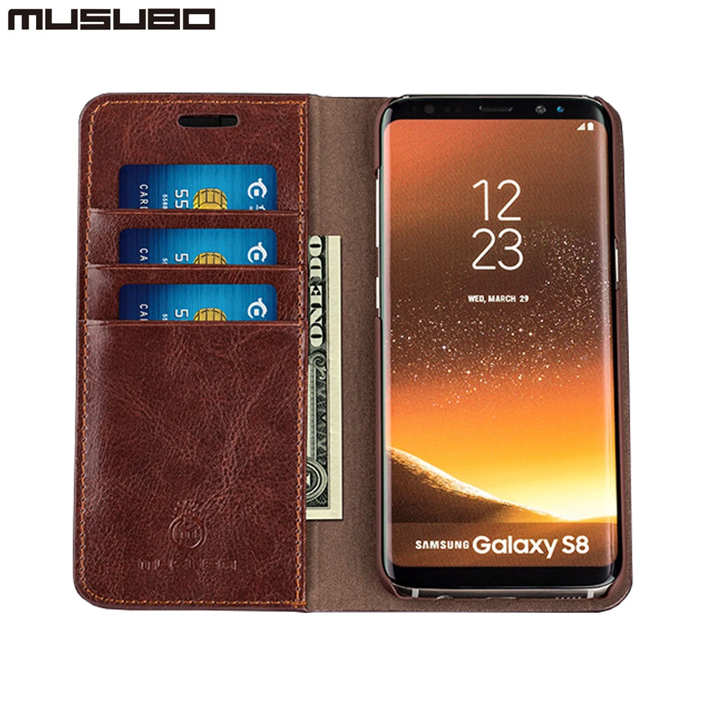 Роскошный кожаный чехол подставка для Samsung Galaxy S9 Plus S8 телефона с отделением карт
