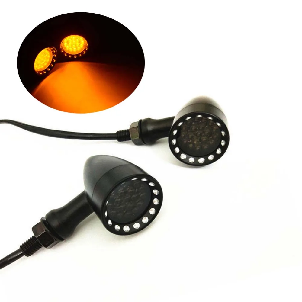 

Motorcycle Black AMBER 20 LED Bullet Turn Signal Brake Light Flasher For Harley Chopper Bobber Custom Dyna Softail Chopper
