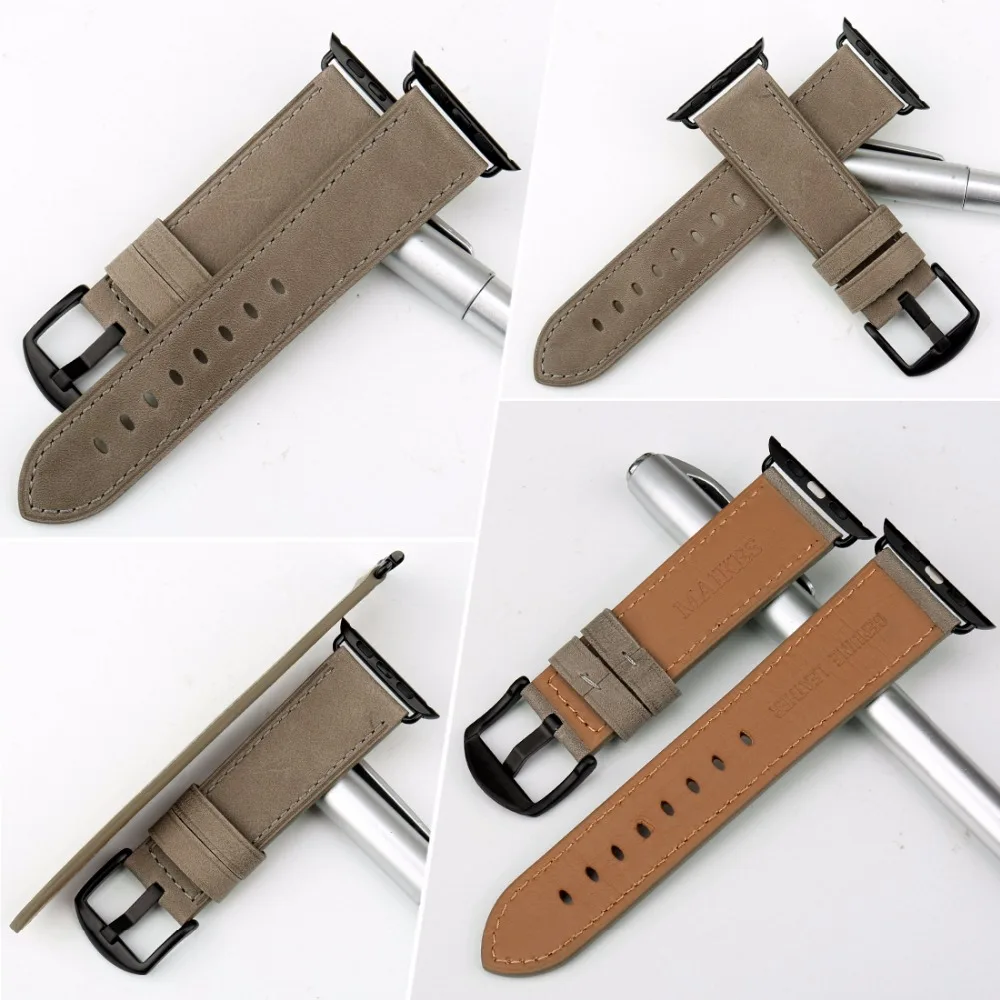 Кожаный ремешок для часов MAIKES Apple Watch 44 мм 40 серии 4 3 2 1 все модели iWatch Band 42 38