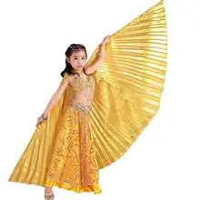 Детские реквизиты для выступлений, аксессуары для танца живота, египетские золотые крылья, не раздельные Золотые/серебряные крылья Isis, без палочек