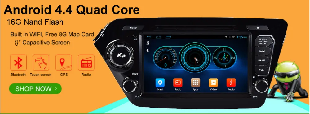 Top 8" Capacitive touch screen in dash  2 din car dvd player gps navi tape recorder for kia RIO K2  7" kia sportage 0