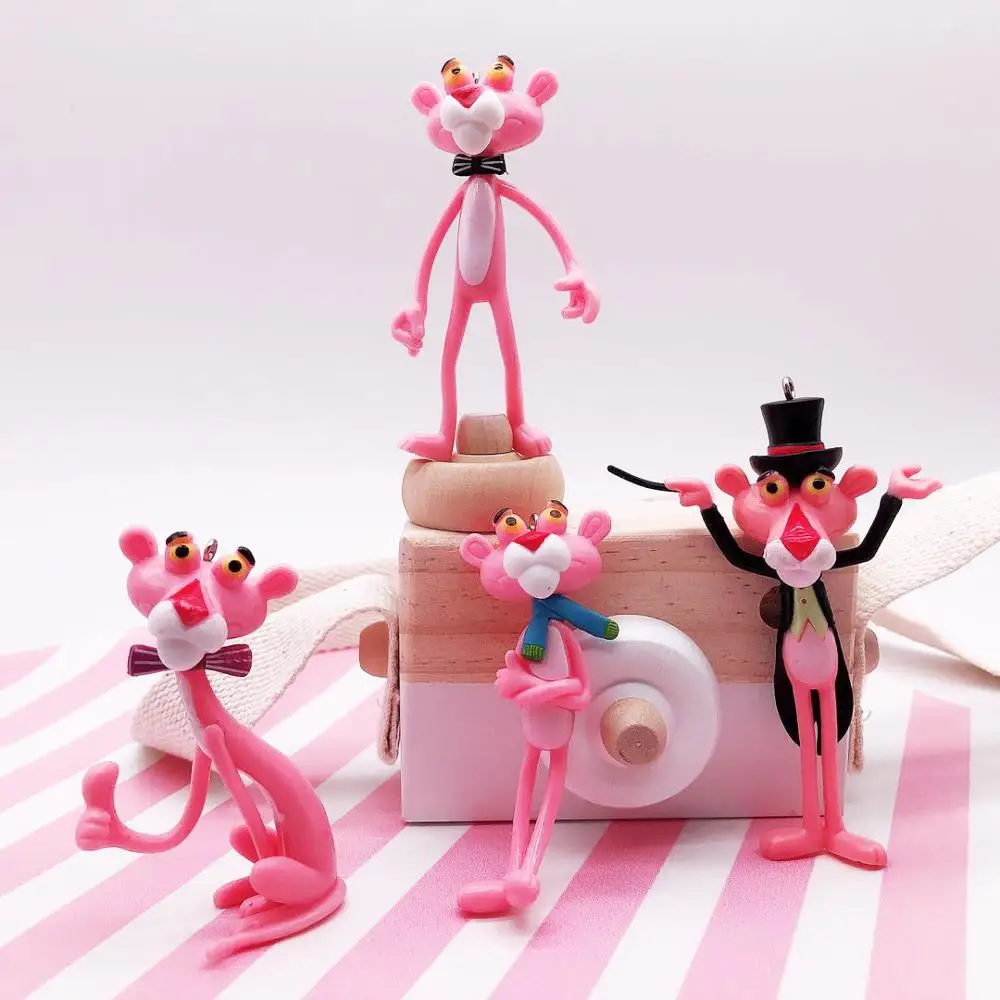 

Cute Pink Panther Cartoon Keychain Vinyl Doll Car Bag Key Chain Ring Keychain Creative Birthday Gift