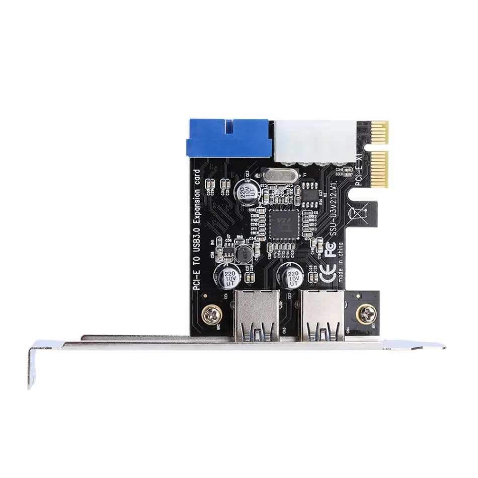 USB 3,0 PCI-E Плата расширения адаптер внешний 2 порта USB3.0 концентратор внутренний 19pin разъем PCI-E карта 4pin IDE разъем питания