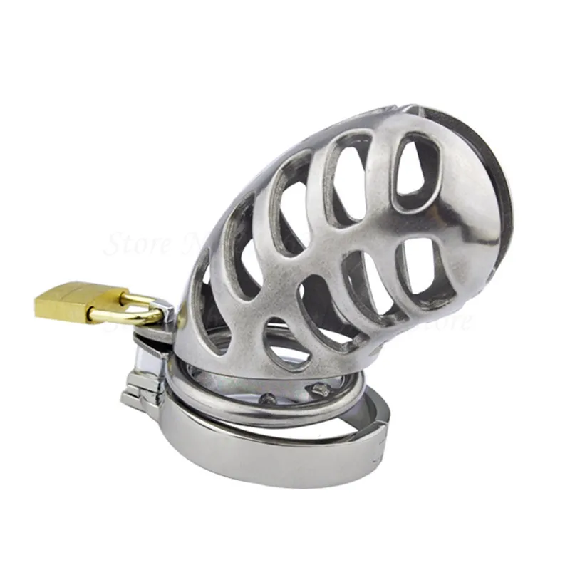 Stainless Steel Male Chastity Device with Anti-Shedding Ring,Cock Cage,Penis Ring,Virginity Lock,Fetish Bdsm Sex Toys For Men