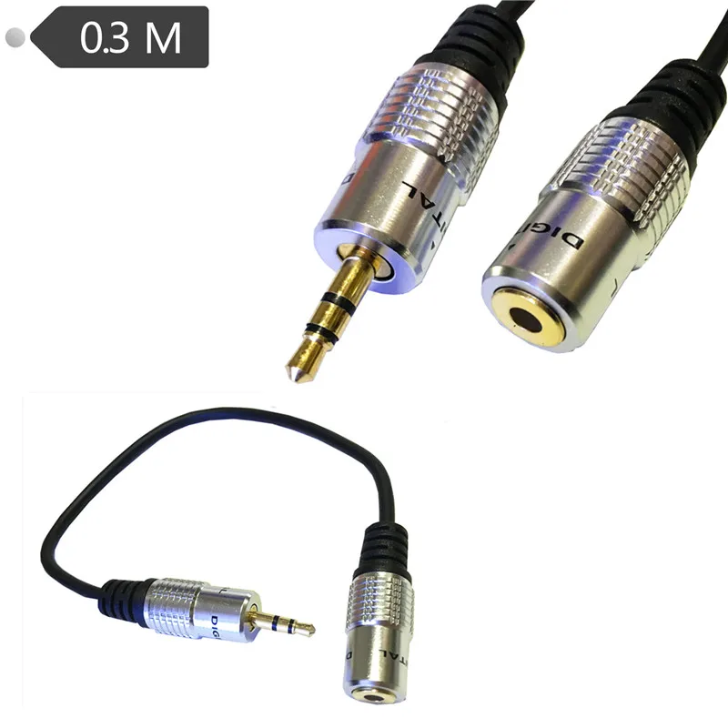 0.3M Premium 3.5mm 1/8 male to female plug extension Audio OFC Cable
