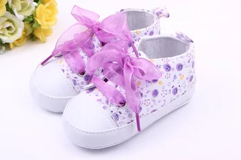 

Floral Infant Baby Girls Soft Soled Cotton Crib Shoes Casual Lace Up Infants Girl Prewalkers Sneakers