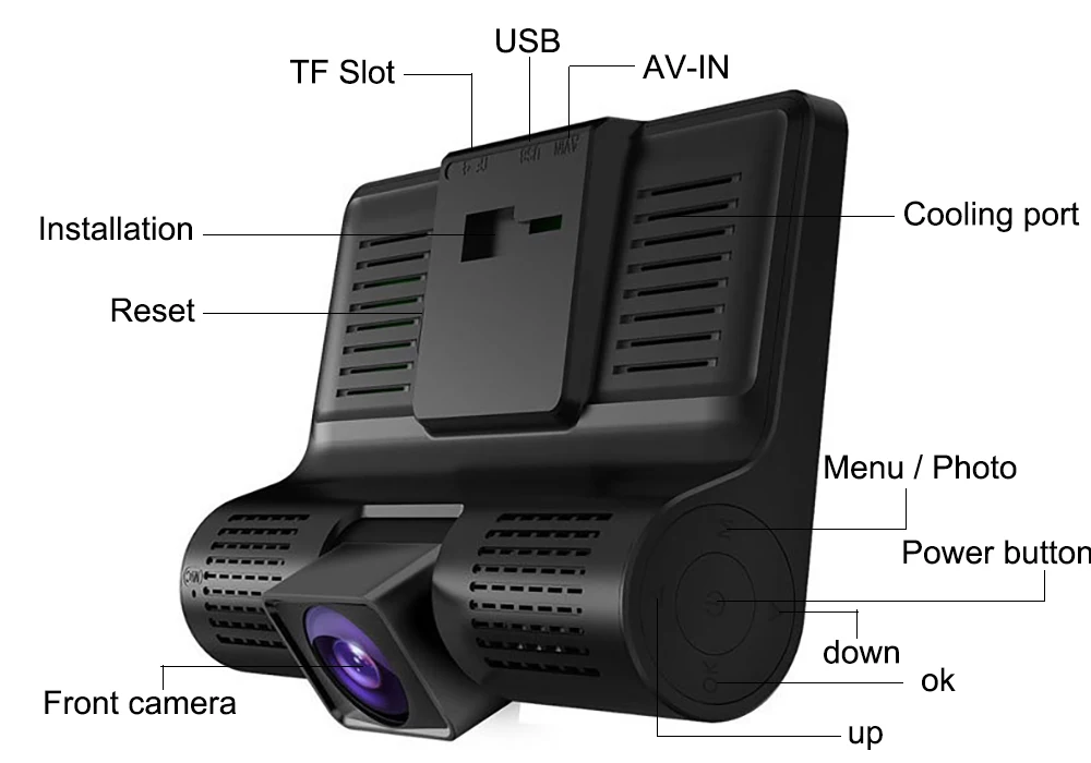 3 камеры s объектив Автомобильный видеорегистратор 4,0 дюймов торпедная камера 1080P двойной объектив с камерой заднего вида видео рекордер Авто регистратор Dvrs Dash Cam