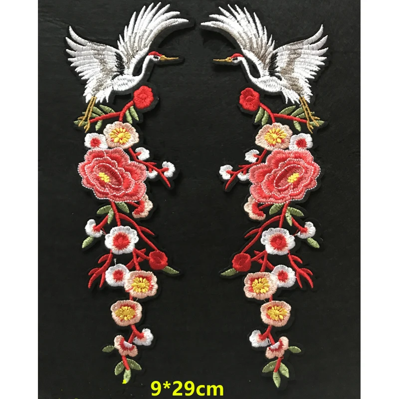 

Embroidery Patches For Clothing 1Pcs Mulity Red Flowers Sew On Patches Punk Motif Applique DIY Accessory Clothes Stickers