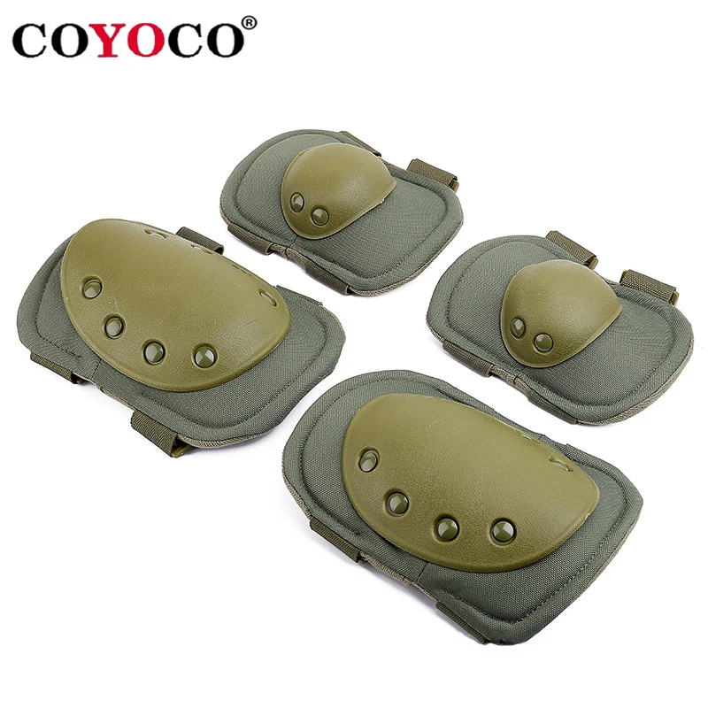 

COYOCO Black Hawk Tactical Protective Gear Wear Resistant Knee Pads Support CS Equipment Outdoor Riding Soft Elbow Protector