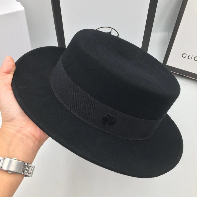 

Star with short paragraph wool Flat brim hat leisure homburg joker sun hats for men and women travel temperament Fedoras