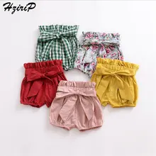 HziriP/ г., летняя и осенняя повседневная одежда с бантом и оборками,, простые хлопковые однотонные новые модные эластичные свободные шорты для девочек, 5 цветов