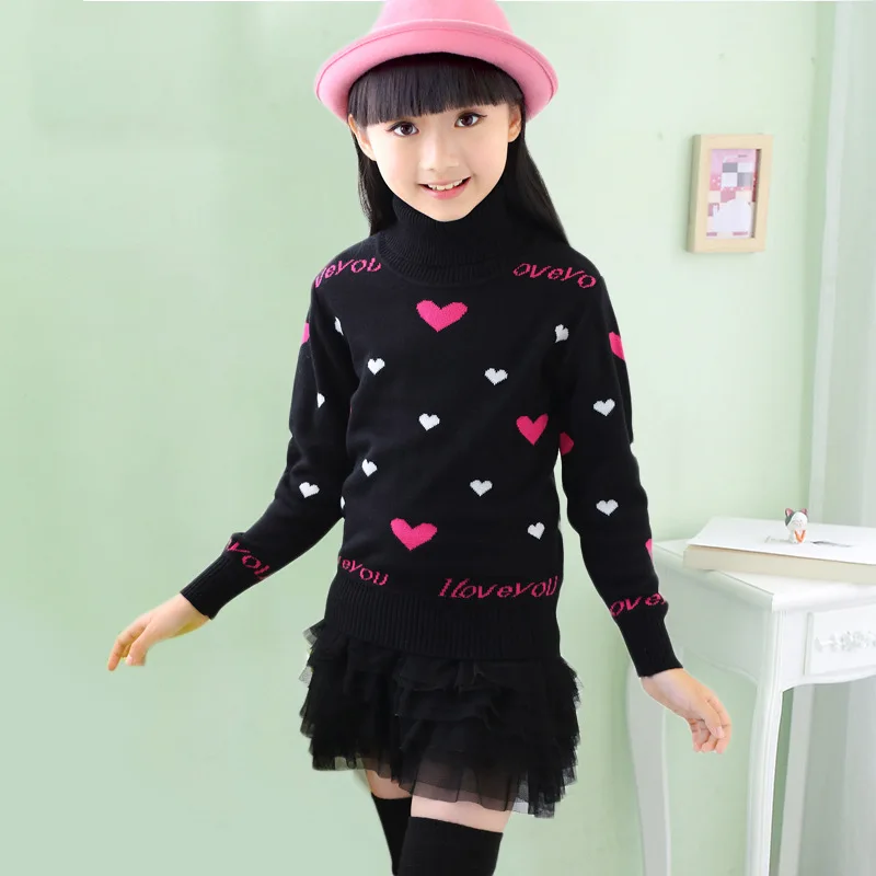 

Children Christmas Sweaters Kids Sale 2016 New Girl Winter Girlssweater T-shirt Loving Children Add Thick Sweater Free Shipping