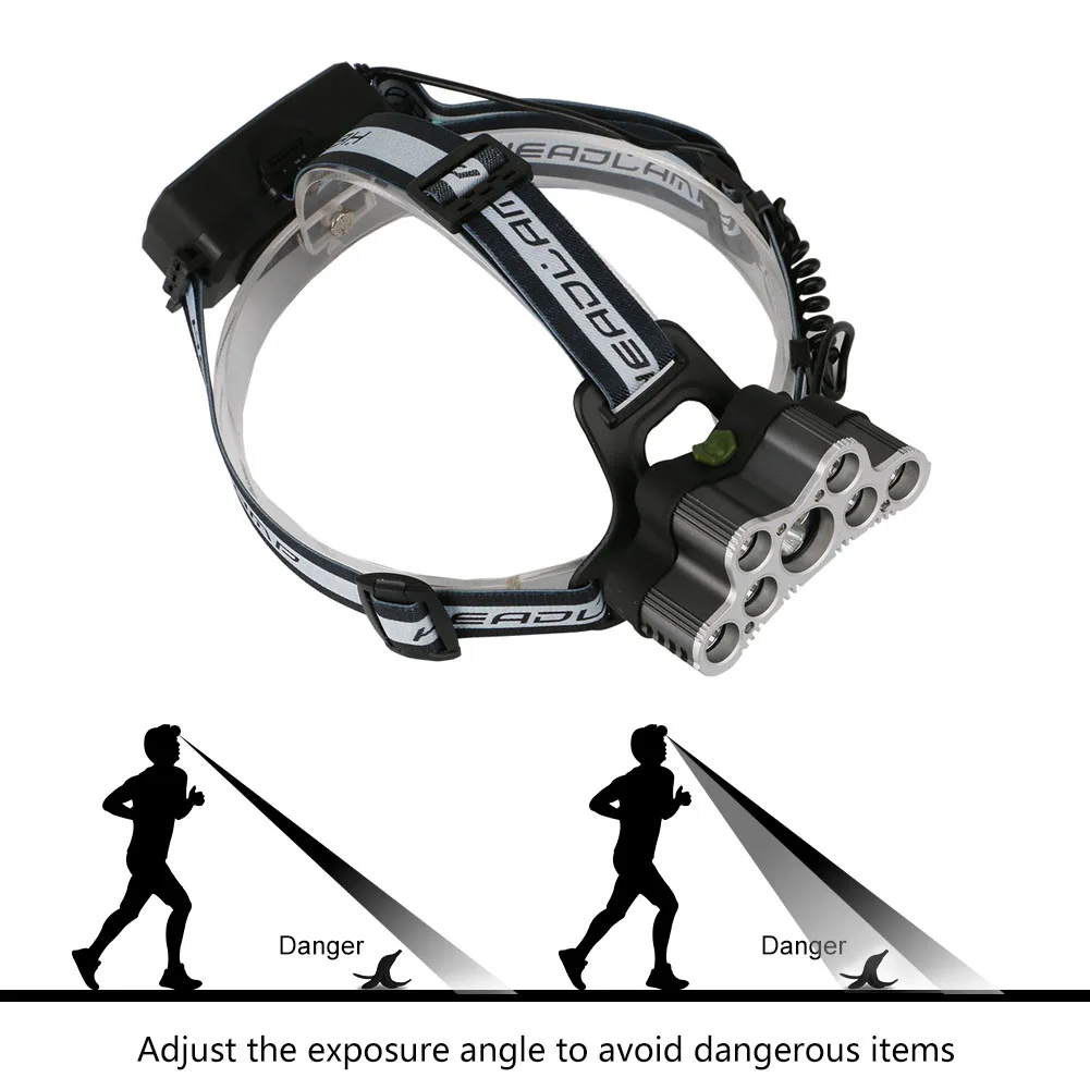 

5*T6 LED+2*XPE LED Headlamp 6000 Lumens 6 Mode LED Headlight USB Power Rechargeable Hunting Head Light Emergency Light Outdoor